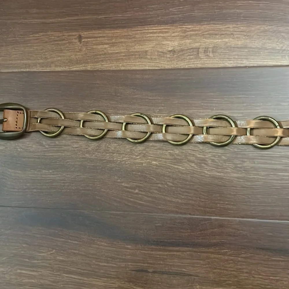 EXPRESS Genuine Leather With Woven Round Metals Belt Size Medium